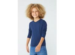 Blusa Infantil Manga Longa- Azul Marinho