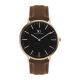 Relógio Minimalista Marrom Pulseira de Couro Bronx Black Rosé Gold 40mm